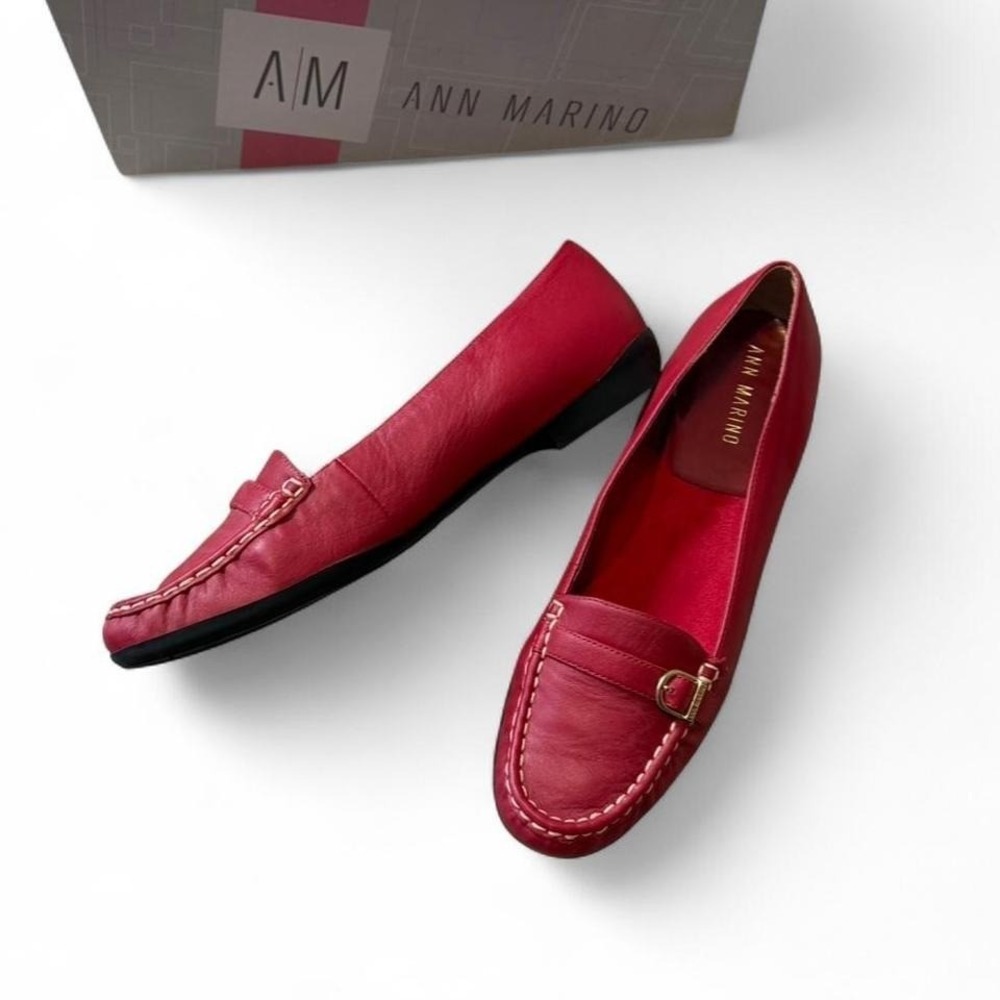 Ann Marino Red‎ Leather Loafers